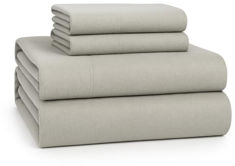 Lane Linen 100% Cotton Full Flannel Sheet Set - Brushed for Extra Softness - Lightweight & Durable Cotton Flannel Full Size Bed Sheets Set - Warm & Cozy Cotton Bed Sheets with 15 Deep Pocket - Silver