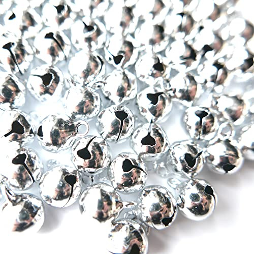 100 campane argentate in rame con occhiello, decorazione natalizia, decorazione per matrimoni, per fai da te, gioielli, per animali domestici, per il vento, campanelle natalizie, 18 mm
