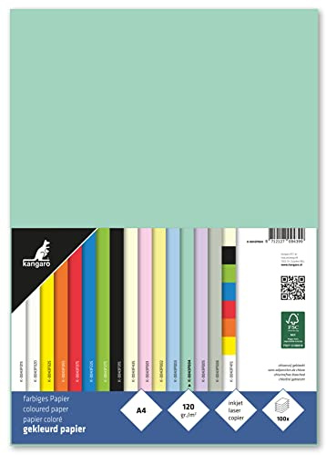 Kangaro – lerpapper pastellgrön DIN A4–120 g/m² FSC mix – 100-pack – brevpapper pysselpapper gör-det-själv