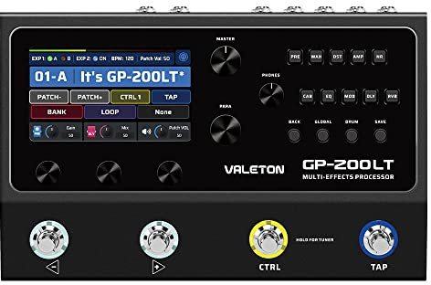 Valeton Gitarren Bass Effektpedal Multi-Effekte Prozessor Gitarren Bass Amp Modeling IR Cabinets Simulation mit FX Loop MIDI I/O Expression Pedal Stereo OTG USB Audio Interface GP-200LT