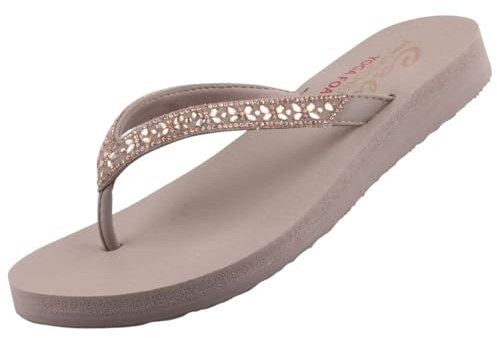 Skechers Women's Cali Meditation Butterfly Garden, Taupe Mitobuck/Gem Rhinestone Trim, 3 UK