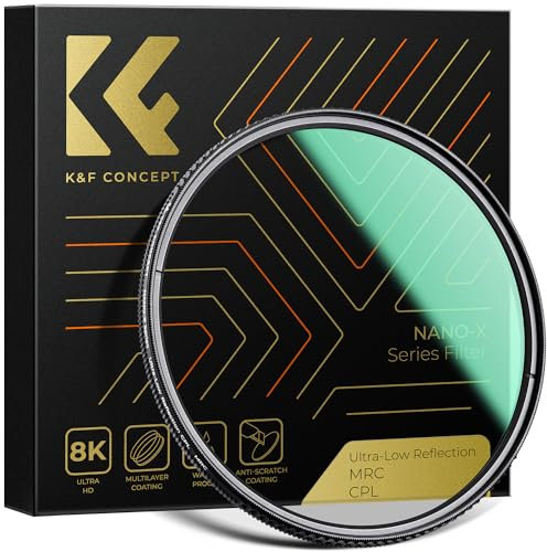 K&F CONCEPT Filter 82mm Ultra-niedrige Reflexion Polfilter CPL Polarisationsfilter Optisches Glas mit Multi-Nano-Beschichtung (Nano-Xcel)