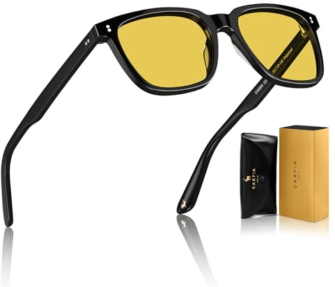 Carfia Vintage Polarizzati Occhiali da Sole da Uomo Protezione UV400 Telaio Acetato Stile Classico Elegante e Alla Moda