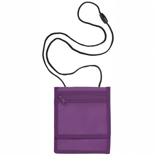 minimutz Brustbeutel zum Umhängen Kinder - Geldbeutel Mädchen Jungen mit Klarsichtfenster für Schülerausweis Buskarte - 13 x 15 cm (lila)