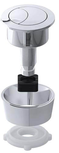 SPARES2GO Kit De Chasse D'eau Universelle à Double Bouton-Poussoir pour Réservoir De Toilette, pour Trous De Couvercle De 20 mm, 40 mm, 50 mm et 60 mm (Chrome Argenté)