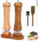 Foyucool Wooden Salt and Pepper Grinder Set with Mill Tray, 8 inch Manual Refillable Pepper Mill of 2, Adjustable Coarseness, Ceramic Grinding Rotor, for Chilli, Lilac, Pepper, Salt, Wooden Brown