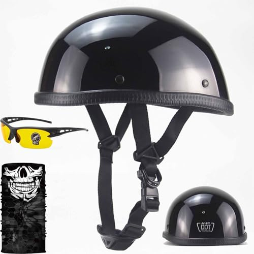 ZLHYQA halvhjälm för motorcykel tysk stil vintage vuxna öppen ansikte moped hjälm dödskalle mössa motorcykel retro halvhjälm ultratunn street jet-stil för vuxna män kvinnor ECE-certifierad