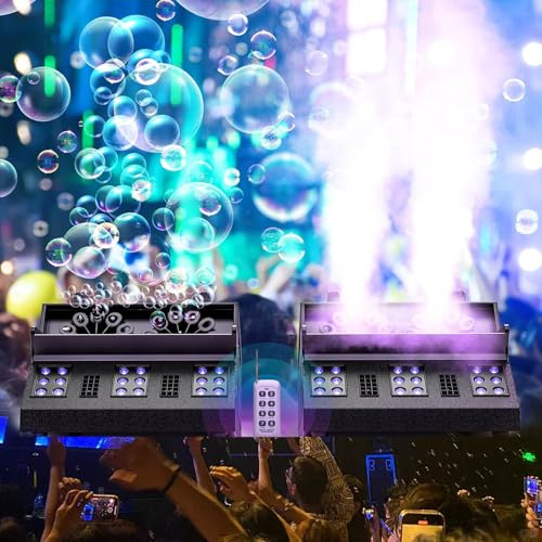 2000W Smoke Bubble Machine, 7 CH RGB 18 LED Lights Fog Bubble Allt-i-ett-maskin, DMX Control Fog Machine med fjärrkontroll, Bubble Machine för fester för DJ, jul, fest, bröllop