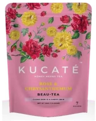 Thé Beau-Tea - 7 Sachets - Rose & Chrysanthemum avec Miel et Sucre de Roche - Goût unique et original
