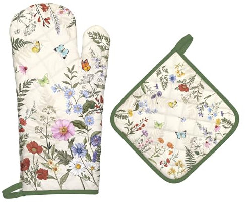 Arquiel Guante De Horno Agarraderas 2PCS, 100% AlgodóN Guante De Cocina Resistente Al Calo Grueso Seguro para Cocinar, Hacer Barbacoas Microondas Y para La Chimenea Regalo(Hierba)