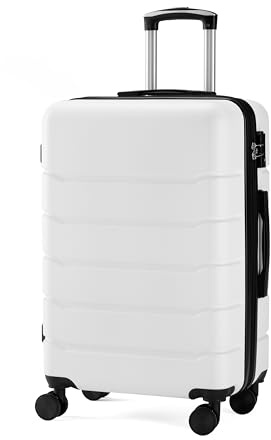 Simple Deluxe 20 Inch Hardside Carry On Luggage, Suitcase with Double Spinner Wheels & TSA Lock, Hard Shell Suitcase, Expandable Rolling Lightweight Luggage, White