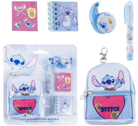 CERDÁ LIFE'S LITTLE MOMENTS Set di cancelleria mini zaino Stitch misure 19,5 x 22,5 x 4,5 cm, zaino unisex bambini, mod. 83