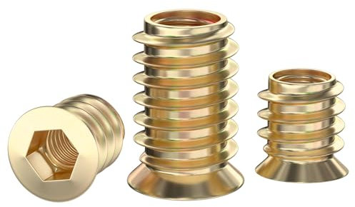 GUEEYUAW 20 Piezas Insertos Roscados M8 × 10 mm, Inserto Roscado de Madera, Tuercas de Inserción Galvanizadas, Manguito Atornillado