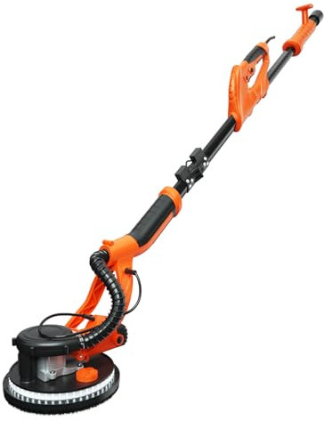 FANTASK Smerigliatrice per muro a secco, 750 W, sistema di raccolta della polvere, 800-1750 giri/min, smerigliatrice da parete con luce LED e 12 dischi abrasivi