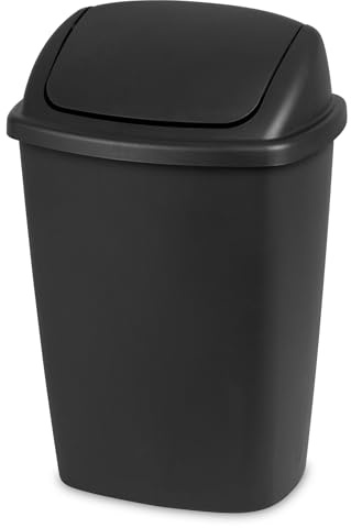 CLMSTE Trash Can Swing Top Trash Can 7.5 Gallon for Kitchen Black Easy to Clean Surface Durable Polypropylene Plastic 1