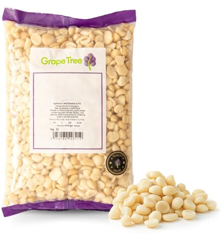 Grape Tree Natural Macadamia Nuts 1KG. Perfect For Snacking. Pasteurised Macadamia Nuts Ideal For Baking, Cooking And Adding To Smoothies. Low-GI Nuts Snacks For Everyday. Keto Healthy Snack