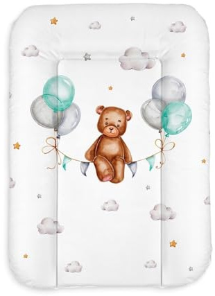 Matelas à langer 50x70 cm blanc avec ours – imperméable & facile à nettoyer, doux pour nouveau-né – coussin à langer pour table à langer – matelas de change bébé
