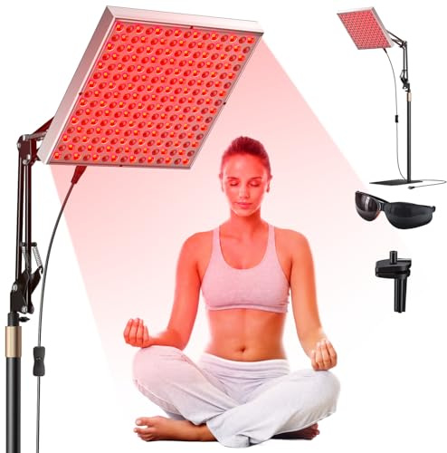 Lámpara de luz roja, lámpara de tratamiento corporal y facial de infrarrojos, lámpara de terapia de luz roja de 225 LED, panel de infrarrojos de 660 nm y 850 nm, dispositivo de relajación de terapia