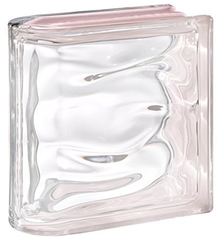 1 pièce BM brique de verre AQUA réflexe rose 2 face satinée (verre dépoli) 19x19x8 cm - Finition linéaire horizontale