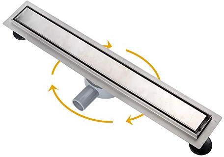 S SIENOC Desagüe de Ducha 90cm,2 en 1,360°Canaleta de desagüe de Acero Inoxidable 50cm Extremadamente Plano- Rejilla de Ducha de desagüe de Suelo de baño de Acero Inoxidable baño Largo Invisible