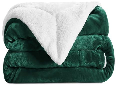 Aspire Homeware Sherpa Fleece Throw Blanket Soft Fluffy King Size Bed Throws Large Travel Blankets Microfiber Sofa Throw (Emerald, (200 x 240 cm))