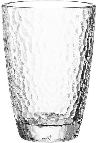 LEONARDO Matera Verre – Gobelet en verre de qualité supérieure à l'aspect martelé – Contenance 340 ml – Passe au lave-vaisselle et robuste – Verres transparents