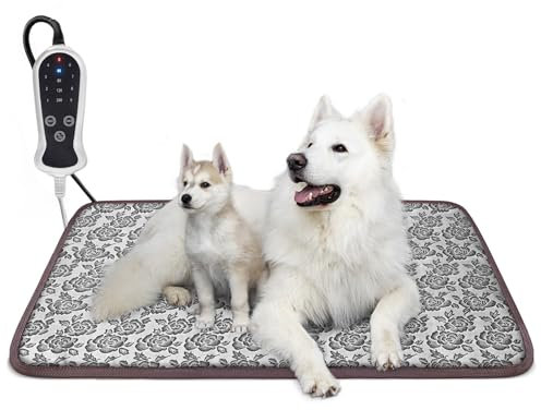 GOLOPET Dog Heating Pad 32x20in Waterproof Pet Heating Pad for Dogs Smart Thermostat Switch, Whelping Supplies Heated Dog Bed,Adding Wire Rope Wires Puppy Heating Pad Mat-Rose