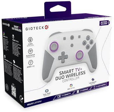 Gioteck Smart TV+ DUO Wireless (Bluetooth & Dongle) Controller for Cloud Gaming, PC, Smart TV, Mobile - Grey. Desgined for Smart TV's with Xbox Game Pass