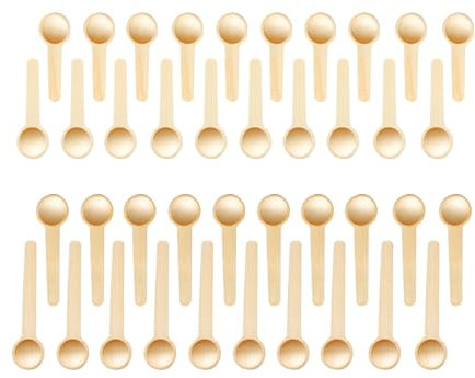 Zzcy 40 Pcs Mini Cuillères à Café en Bois Petites Cuillères Cuisine Ronde pour Épices Sel Sucre Miel Confiture 10 Pièces de Chacune des 4 Tailles (6,8, 7,5, 8,5, 10 cm)