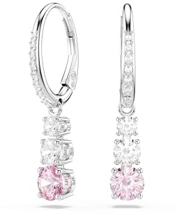 Swarovski Orecchini pendenti Stilla Attract, Taglio Round, Rosa, Placcato rodio
