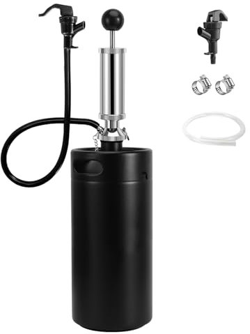 128 Oz Mini Keg Growler with Beer Tap System, 3.6L Keg Tap Pump Pressurized Hand Pump Draft Beer Dispenser for Homebrewing Picnic Parties