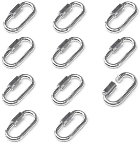 10Pcs Small Screw Gate Carabiner Clips, Stainless Steel Quick Link Key Rings, D-Shape & Oval Connectors for Daily Organization, Camping & Outdoor Accessories (Silver)​ ﻿
