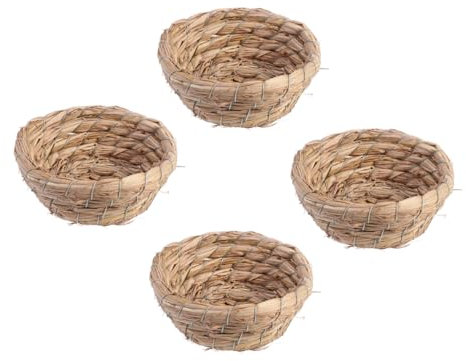 Happyyami 4stücke Natürliche Strohnester Für Vögel Atmungsaktives Vogelhaus Für Papageien Zum Brüten Und Spielen Hängendes Nistmaterial Für Garten Und Heimdeko