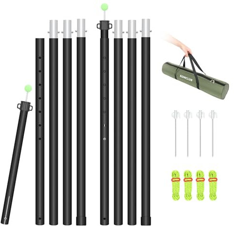 KOMCLUB Teleskopstange für Zelte Tarp - Campingstangen für Planen Markise Baldachin Veranda Sonnensegel Plane Kopffreiheit Aluminium Verstellbares Teleskop 68-286cm