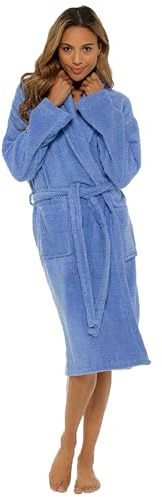 kraftd Womens Robes Ladies Dressing Gown Terry Towelling Cotton Collared Bathrobe