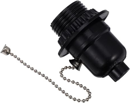 WOONEKY Black Pull Chain Light Socket Kit with Integrated Switch for Table and Floor Lamps and Metal Fixture Easy Installation Bulb Holder Adapter for Home Lighting