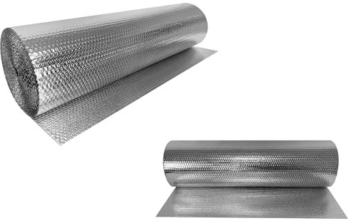 FIVMEN Lámina aislante de 0,6 x 10 m, lámina térmica reflectante para calefacción, aislamiento de 3 – 4 mm, doble aluminio, lámina reflectante para radiadores, suelo, pared, techo, ventana