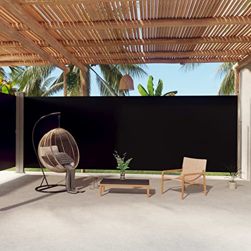 IKAYAA Toldo Lateral Retráctil, Pantalla Enrollable, Protector Solar a Prueba de Viento, Privacidad para Jardin, Balcón, Negro 220 x 1000 cm