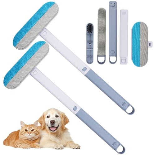2 Pièces ÉPilateur 3 En 1 Pour Poils D'Animaux, Brosse Multifonction 3 En 1 Avec PoignéE, Brosse Anti-Peluches réutilisable Avec raclette épissable, pour Canapés, Arbre à Chat, Voiture, Glass, Tapis