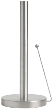 Portarrollos Papel Cocina – Portarrollos de Acero Inoxidable con Barra Estabilizadora, Sin Taladros – Soporte Rollo, Porta Rollos Moderno para Papel de Cocina Estándar (Plata)
