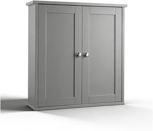 LEADZM Armoire Murale Salle de Bain, Meuble WC Suspendu avec 1 Portes | Étagère Réglable, Placard de Rangement pour Toilette, Salon (Style 3, Gris)