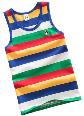 Camisetas de Tirantes de Verano para niños, Camisa sin Mangas con Rayas arcoíris, Ropa Informal elástica y cómoda para niños de 3 a 14 años