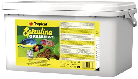SPIRULINA GRANULAT 5L / 2,2kg - Alimento en Forma de gránulos con spirulina para Peces de Agua Dulce y Salada