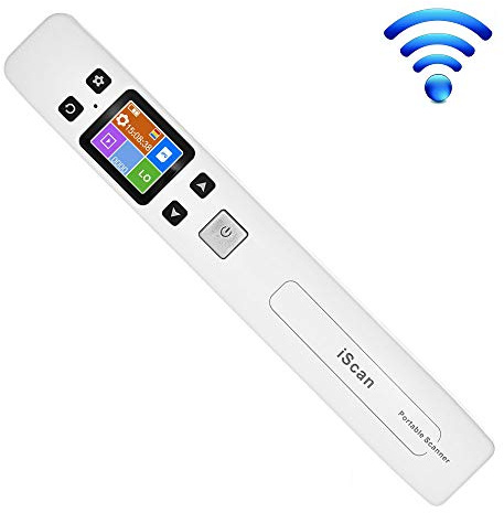ECOiNVA para iScan Wand Escáner portátil recargable Wifi Oficina Business Home Scanners hasta 1050DPI Soporte JPG PDF Documentos con pantalla LCD (blanco)