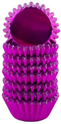 Miss Bakery's House® Mini moules à muffins en papier revêtus - Ø 32 mm x 20 mm - rose fuchsia - paquet de 120 - pour petits muffins - caissettes à cupcakes effet métal
