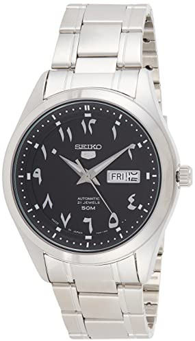 SEIKO 5 Montre automatique pour homme avec cadran noir en chiffres arabes orientaux SNKP21J1