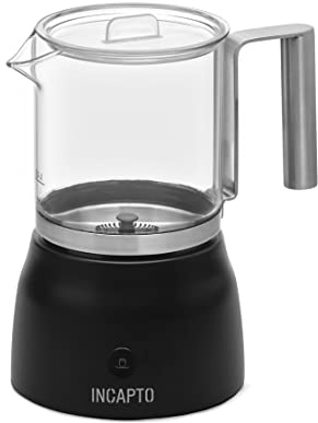 Incapto Elektrisk mjölkskummare 650 W | kall- och varmskum | automatisk mjölkskummare och växtdrycker | kapacitet 250 ml (svart)