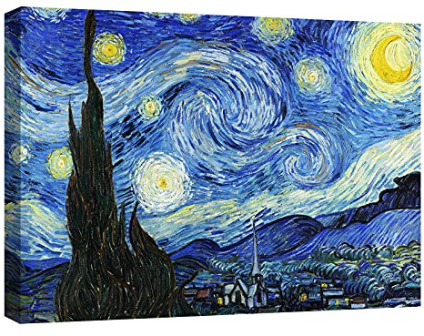 canvashop Quadri Moderni Soggiorno Van Gogh La Notte Stellata Cm 50X35 Quadro Su Tela Canvas Stampe Da Parete Arredo Casa Dipinti Famosi