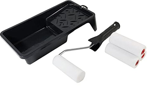 Profi Lackierset 4X Schaumwalze Farbroller 10cm Lackroller + Farbschale Lackwanne Farbwanne