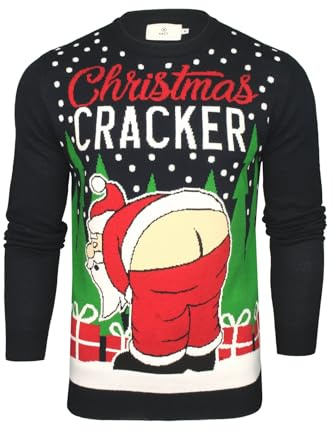 Xact Men's Christmas Jumper, Novelty Funny Naughty Theme (Christmas Cracker) L